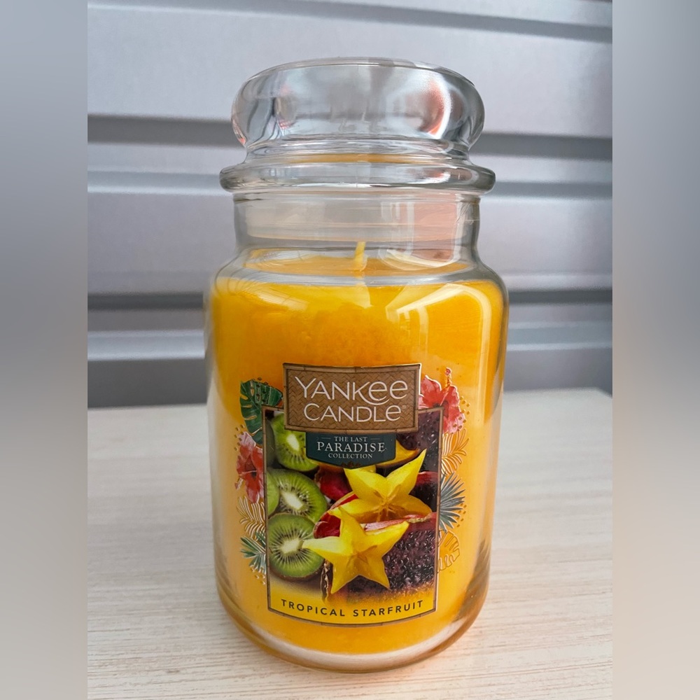YANKEE CANDLE TROPICAL 🌴 STARFRUIT 🥭🍍🍊LARGE JAR 🫙 CANDLE 🕯️ NWT 💕